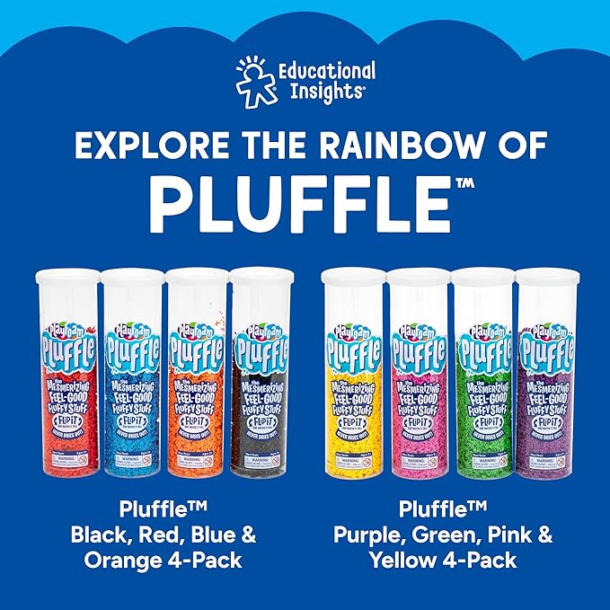 Educational Insights Pluffle® Black & White 2-Pack - Sensory Bin Foam Set, No Mess Alternative to Sand Toys & Slime for Toddlers, Fun Sensory Table Filler for Home or Classroom, Gift for Kids Ages 3+