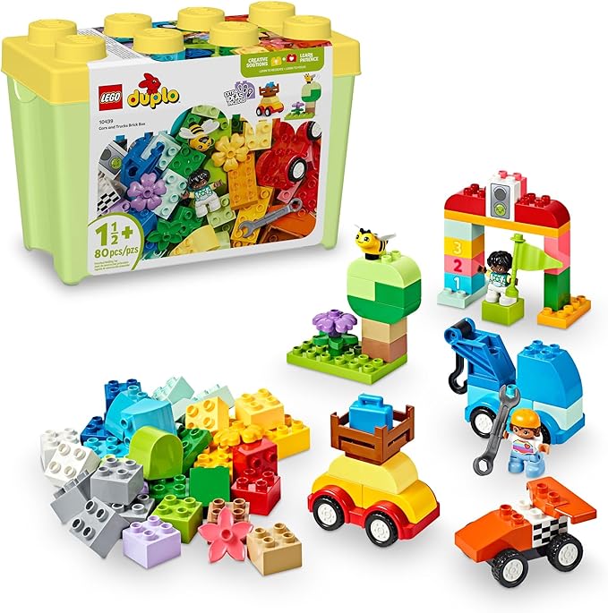 LEGO DUPLO Classic Cars and Trucks Brick Box Playset, Educational STEM Toy, Preschool Building Set for Toddlers Aged 18 Months Plus, Learning Toy to Develop Fine Motor Skills, 10439