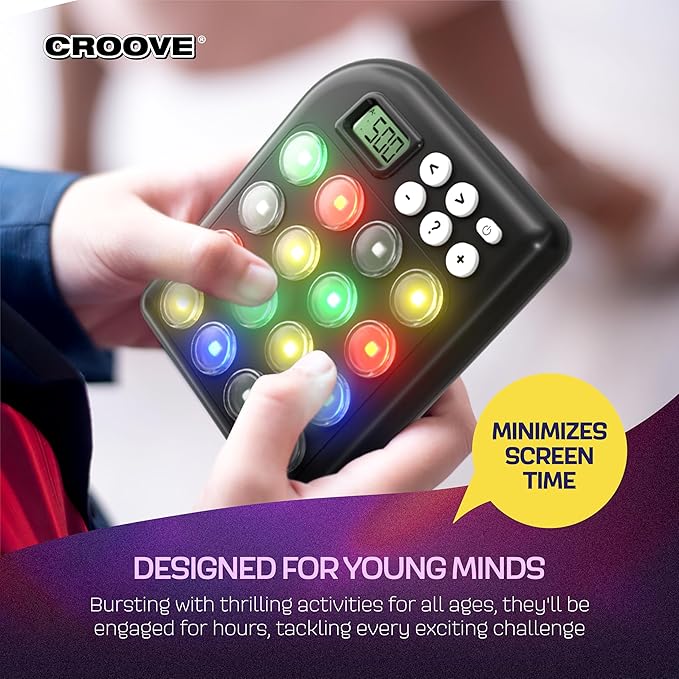 Croove 6 in 1 Brain Teasers & Memory Game, 6 Fun Games for Kids, Cool Handheld Toys, Unique for Teens, Best Activities for Tween Boy, Gift Ideas for Boys & Girls Ages 6-8 9 10 11 13+ Year Old