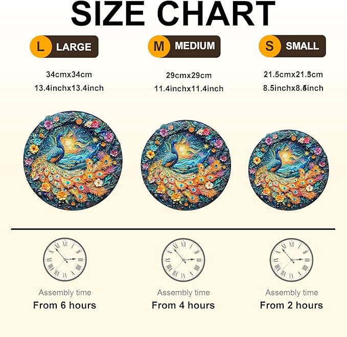 Wooden Puzzles for Adults,Peacock Puzzle, Unique Shaped Wooden Jigsaw Puzzles for Adults, Family Puzzle(11.4 * 11.4 in 200pcs)