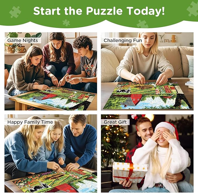 300 Piece Puzzles for Adults,Farm Puzzle 300 Pieces,Summer Cow Jigsaw Puzzles 300 Piece for Adults Children Seniors,Challenging Puzzles Family Activity Game Nights Gift Toy 20.5x15 in