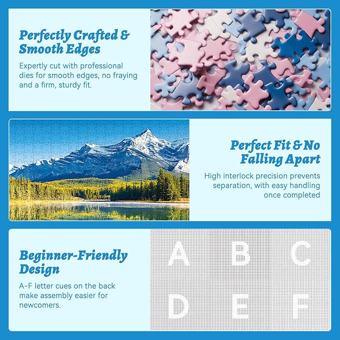 500 Piece Puzzle for Adults, Mountain Lake Jigsaw Puzzle with Trees and Reflections, Scenic Nature Puzzles for Adults 500 Pieces, Relaxing Jigsaw Puzzle for Family and Friends, 20.5x15 in