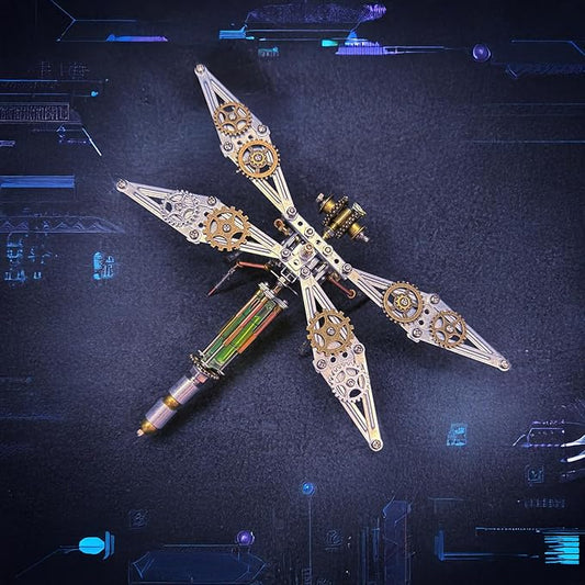 Steampunk Metal Insect Bug Mechanical Steampunk Sculpture Steampunk Mechanical Insect Clockwork 3D Steampunk Metal Puzzle Kits for Adults (Mechanical Dragonfly D)