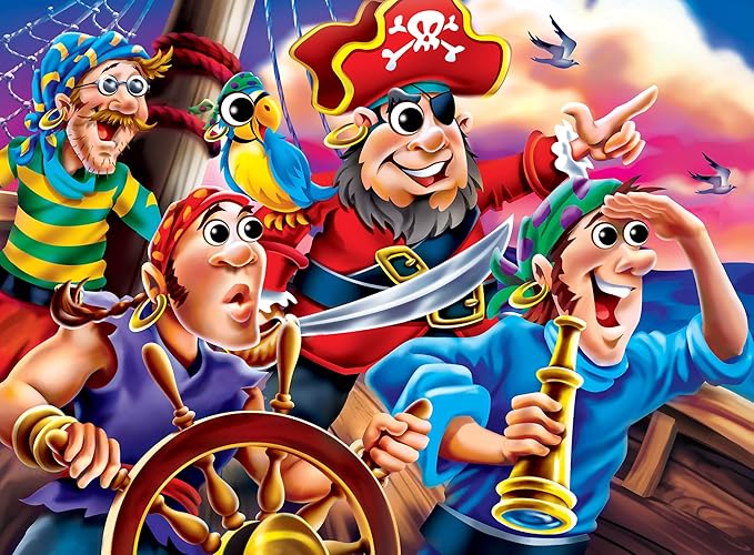 MasterPieces – 48 Piece Jigsaw Puzzle for Kids 4+ Years, Pirates with Googly Eyes, Educational and Fun Game, Gift Idea for Children, 19" x 14