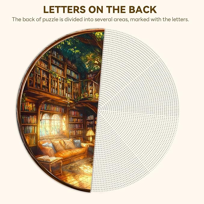 Round Puzzles for Adults 1000 Pieces, Hard Difficult Challenging Puzzles for Adults, Charming Bookstore Jigsaw Puzzles 1000 Pieces for Seniors, 3D Visual Flat Puzzle (26.6 x 26.6in)