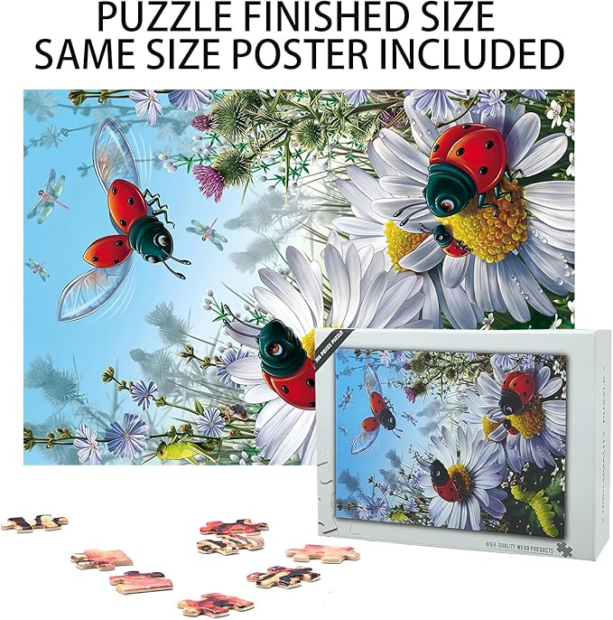 300 Pieces Wooden Puzzle, Beetle Invasion, Educational Toys for Adults and Children, Stress Reduction, Parent-Child Games. Jigsaw Size: 15.7x11 in and 1:1 Original Picture Poster