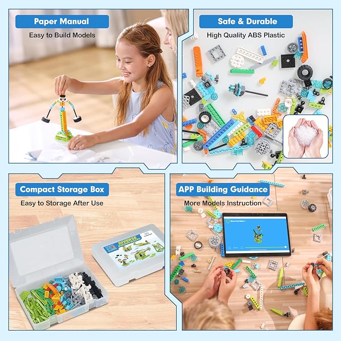 Building Robot Kit, 370+ Educational DIY Building Blocks, 100+ Models STEM Robot Toy for Kids Ages 6+, Birthday Christmas Graduation Gift for Boys Girls
