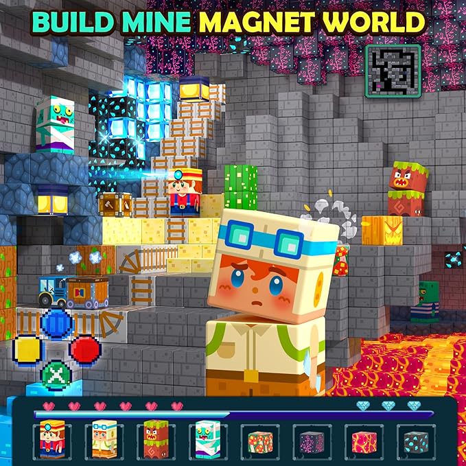 Magnetic Blocks 150 PCS Building Toys for Ages 4-8 9-12 3-5 Forest & Mine Theme Magnet Building Cubes STEM Sensory Toys for Kids for Boys & Girls