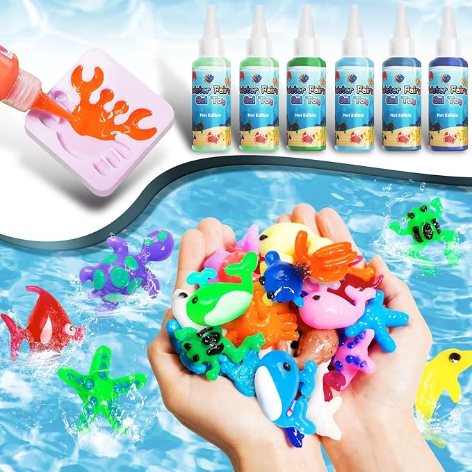 Water DIY Crafts Elf Toy Kit, 20 Color Gel & 12 Molds, Magic Paint Set Glow in The Dark Water Pets, Gel Craft Kits in Water Creative Handmade Art Set for Kids Age 3 4-8 8-12
