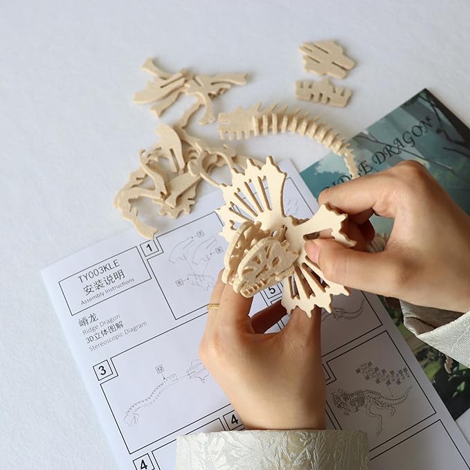 3D Puzzles for Kids, differenACt from Wooden Puzzles, Felt Dinosaur DIY Three-Dimensional Puzzle, Dinosaur Puzzle Toy Educational Game Set Gift