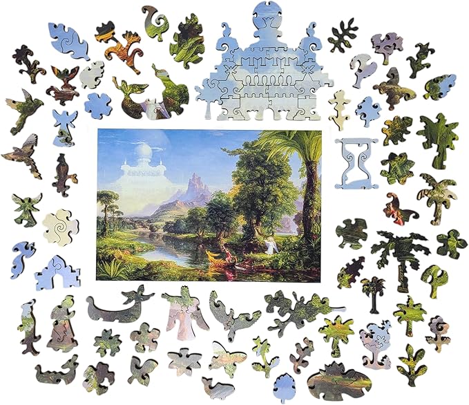Wooden Puzzle for Adults - Uniquely Shaped Pieces - Made in The USA by FoxSmartBox - 444 Pieces - The Voyage of Life. Youth