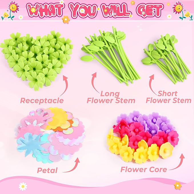 Kids Crafts, Arts and Crafts for Kids 4-6, Craft Kits, Frozen Toys, Fabric Flower Bouquets Toys, 6 Year Old Girl Birthday Gift, 8 Year Old Girl Birthday Gift, Christmas Gifts Halloween Crafts