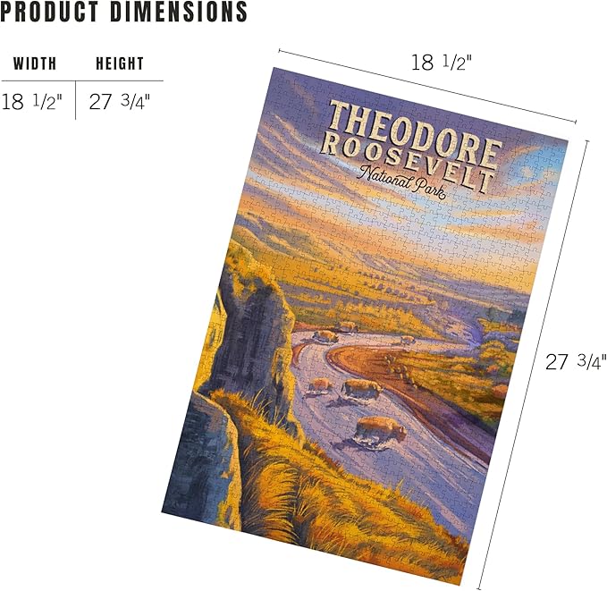 Lantern Press 1000 Piece Jigsaw Puzzle for Adults, Theodore Roosevelt National Park, North Dakota, Oil Painting