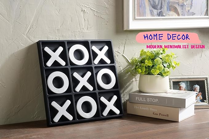 Tic Tac Toe Games, Textured Silver 11.6'', Family Puzzle Table Top Games for All Ages, Kids Birthday Return Gifts Coffee Table Home Decor