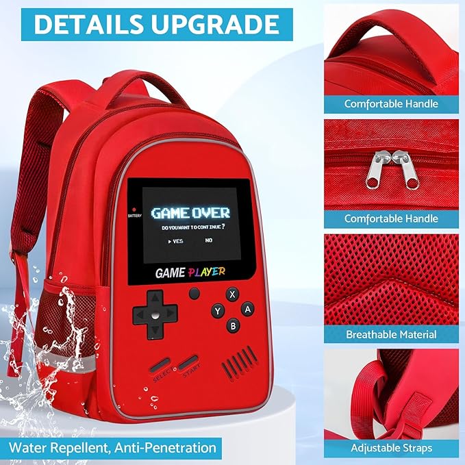 School Backpack For Boys - Gamer Boys Backpack For Kids Children Teens Elementary Middle School - Ages 6-18,17″