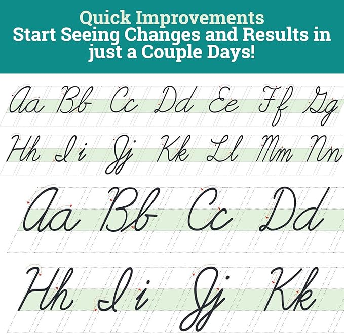 Channie’s Quick & Neat Cursive Handwriting Pad, 80 Pages Front & Back, 40 Sheets, Grades 1st – 3rd, Size 8.5” x 11”