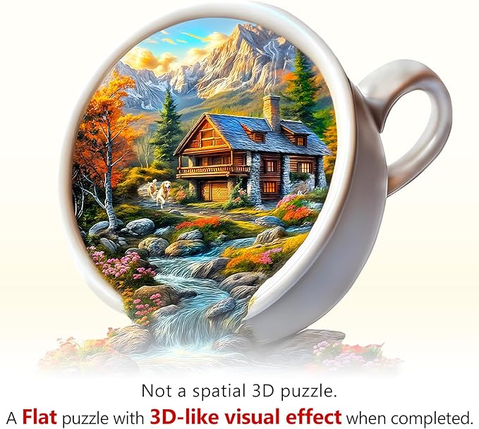 Wooden Puzzle for Adults-Wooden Puzzle Unique Shape Advanced Cup of Serenity Wooden Jigsaw Puzzle for Adult, Wood Puzzles,Challenge Wooden Jigsaw Puzzle(M-11.4 * 11.2in 200pcs)