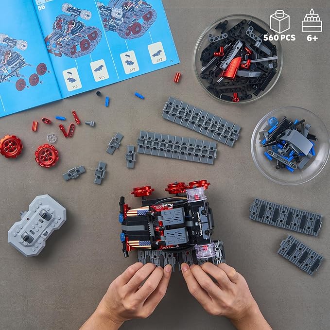 JOJO&Peach Stem Building Toys, Remote & APP Controlled 4 in 1 Wall Robot/Stunt Car/Triangle Robot, STEM Projects Creative Gifts Toys for Boys Girls 6-12 (560 Pieces)