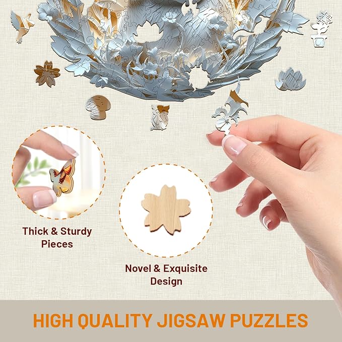 Wooden Puzzles for Adults, Bunny Puzzle, 3D Visual Effect Paper Rabbit Puzzle, Wood Puzzles Adult, Unique Animal Shape, Birthday Gifts for Friends, Home Decor (L-13.4 * 13.1in-290 pcs)