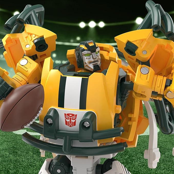 Transformers NFL Green Bay Packers Tundra Prime 5.5-Inch Action Figure Changes from Robot to Helmet, Football Toys for Ages 8+