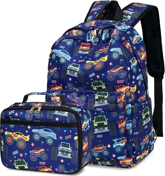 LEDAOU Kids School Backpack with Lunch Box for Boy Girl Toddler BookBag School Bag Preschool Kindergarten Backpack