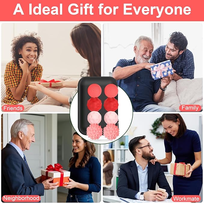 BUSOHA Silicone Magnetic Fidget Balls - 8 Pack Silicone Stress Relief Balls Stone for Adults Sensory Travel Toys for Calming,Stress,Autism and ADHD,Gifts for Kids Girls Boys,Red
