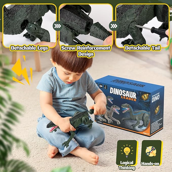 Dinosaur Toys for Kids 3-5, 5-7, 8-12, 2.4GHz Remote Control Dinosaur with Walking, Realistic Sounds, Demo Mode, Rechargeable Jurassic Toys for Birthdays, Parties, Children’s Day