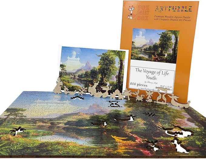 Wooden Puzzle for Adults - Uniquely Shaped Pieces - Made in The USA by FoxSmartBox - 444 Pieces - The Voyage of Life. Youth