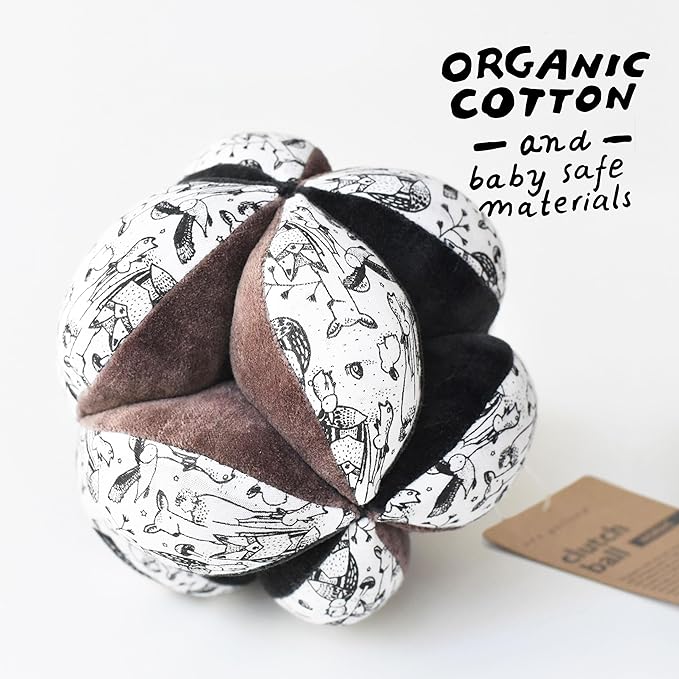 Wee Gallery Montessori Clutch Ball, Soft Cotton Visual Sensory Toys for Babies, Easy to Hold Baby Developmental Toy for Infant Play