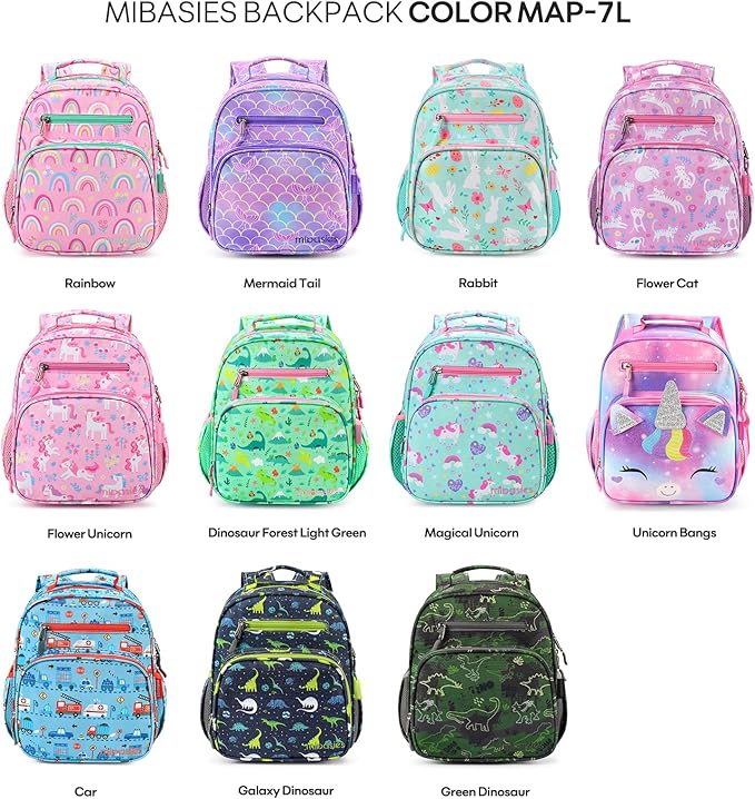 mibasies Toddler Backpack for Girls 2-4: Cute Kids Backpacks for Girls - Preschool Kindergarten Backpack - Rainbow Pink