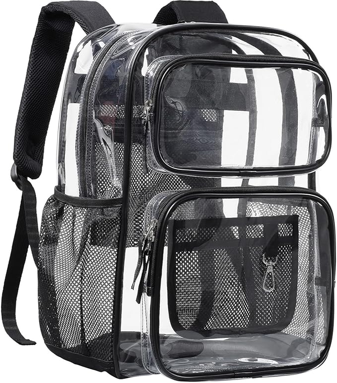 PACKISM Clear Backpack for School - 17 inch Large Heavy Duty Clear Bookbag, See Through PVC Backpacks (for age 12 above)