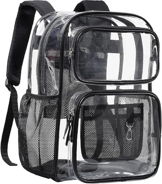 PACKISM Clear Backpack for School - 17 inch Large Heavy Duty Clear Bookbag, See Through PVC Backpacks (for age 12 above)