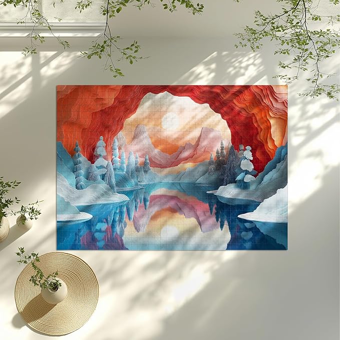 1000 Pieces Jigsaw Puzzle for Adults - Dreamy Glacier Sunrise Landscape - Challenging Puzzle with Fantasy Colors for Relaxing Family Fun (19.7x27.6 in)