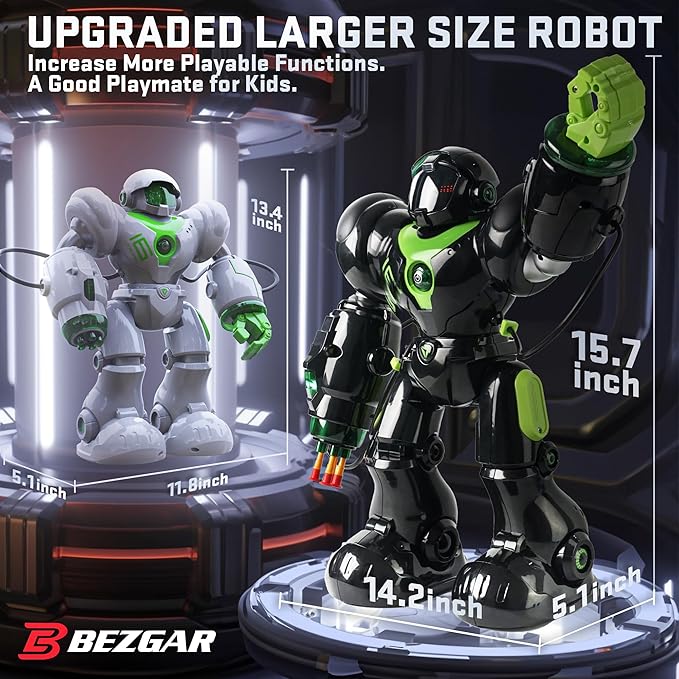 BEZGAR TR300 Robot Toys for Kids - Smart Programmable, Dancing Remote Control Emo Robot with 22 Actions, Supporting 78 Changing Expression, for Kids, 3 4 5 6 7 8 Year Old Boy Birthday