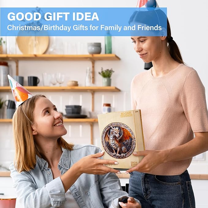 Wooden Puzzles for Adults, Cave Dragon Puzzles, Wooden Flat Puzzles with 3D Visual Effect, Birthday Gifts for Women Men (XL-17.3 * 17.3in 505pcs)