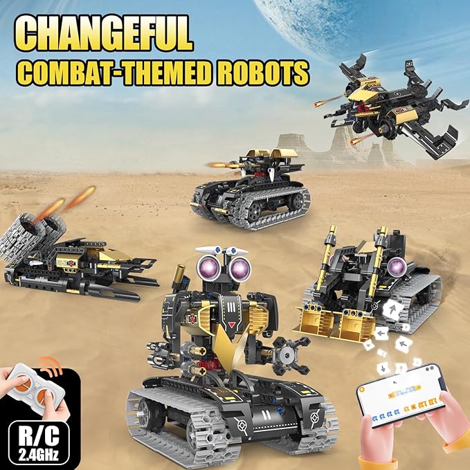 5 In1 Robot Toy for Kids Building Kit,323 Pcs Blocks App & Remote Control Robotics Kit,STEM Rc Robot Building Toys for Kids Age 6 7 8 9 10 11 12+,DIY Educational Gift for Boys & Girls