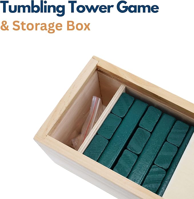 WE Games Wooden Block Stacking Party Game for Adults, Tumble Tower Wedding Guest Book Alternative, Tabletop Games, Includes Storage Case, 12 inches