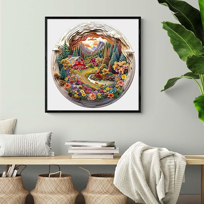 Wooden Puzzles for Adults, Wooden Jigsaw Puzzles for Adults Kids, 3D Farm Unique Shaped Wood Puzzles Adult, Creative Birthday Gifts for Friends Family Game, Home Decor (11.4 * 11.1in 200pcs)