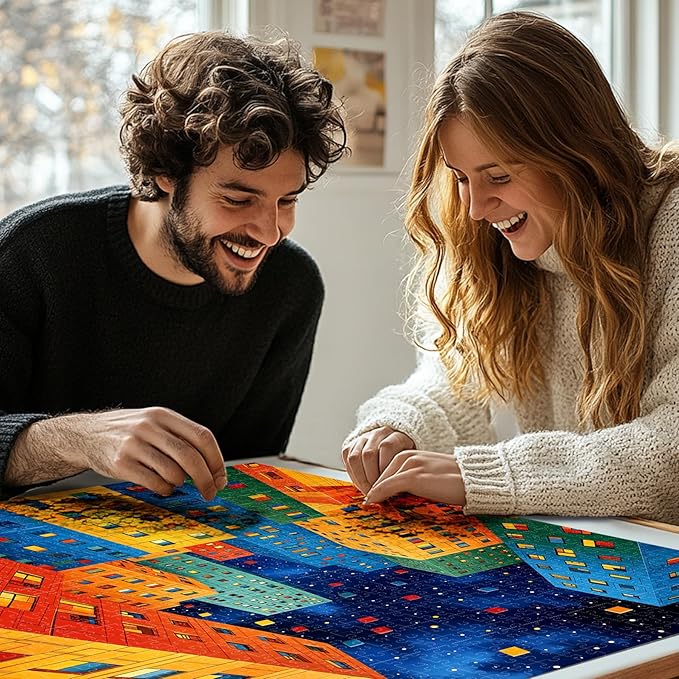 ALL4JIG Geometric City Fun Jigsaw Puzzles for Adults and Kids, 500 Pieces, 20.47" x 14.96", Christmas Secret Santa Gift, White Elephant Gifts, Number Partitioned for Easy Solving
