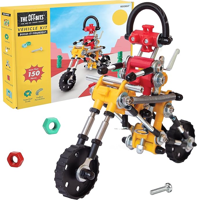 The Off Bits Motorbike Stem Building Toys, RiderBit Educational Build Your Own Robot Toy for Kids 8+ Year Old Boys and Girls, Stem Toys Engineering Kit, Vehicle Construction Steam Easter Gift for Kids