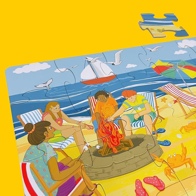 Low Tide at Ocean Beach - 24 Piece Beginner Puzzle, Ages 3 and up (Multicultural)