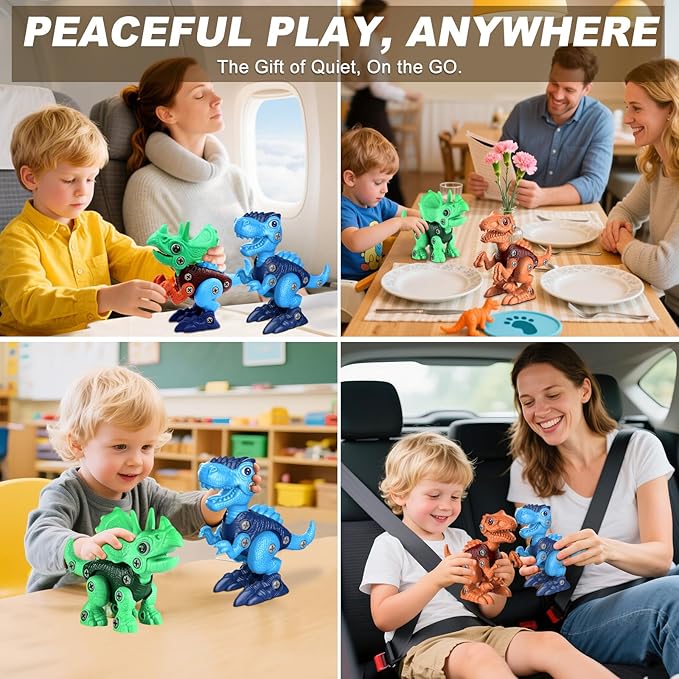 Laradola Dinosaur Toys for 3 4 5 6 7 8 Year Old Boys, Take Apart Dinosaur Toys for Kids 3-5 5-7 STEM Construction Building Kids Toy with Electric Drill, Party Christmas Birthday Gifts Boys Girls