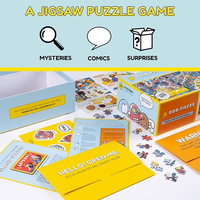 Jigsaw Puzzles 1000 Pieces - Magic Mystery Story Secret Ending Puzzle - Perfect Game Night for Adults & Kids - Cartoon City Building Theme Sci-Fi (Turbo 3000)