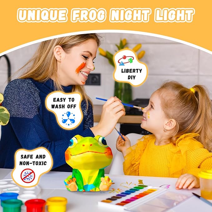 Loungelore Paint Your Own Frog Lamp Kit, Art Supplies Arts and Crafts for Kids Ages 8-12, DIY 3D Frog Night-Light, Creativity Painting Kit Toy for Girl Boy Teen, Birthday Gift for Daughter Son