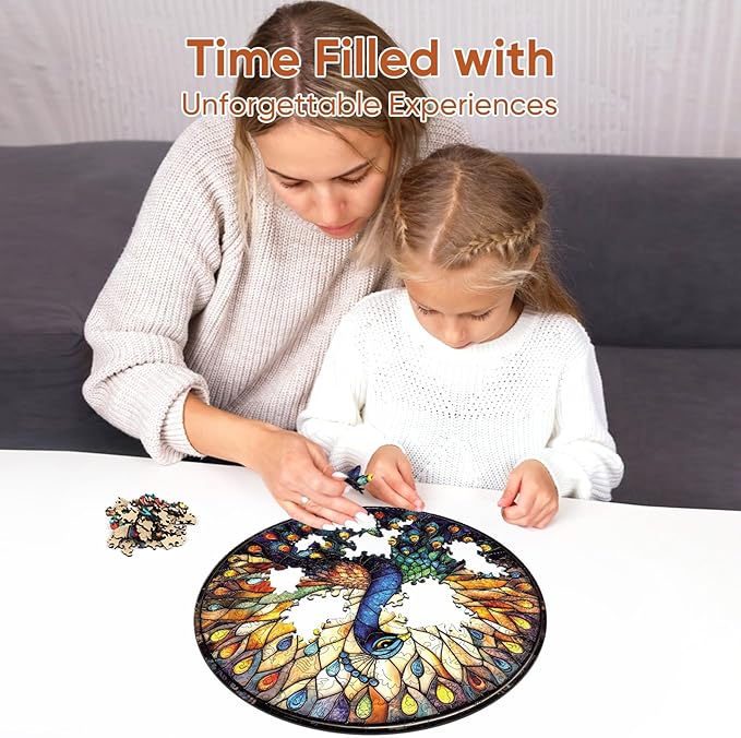 Wooden Puzzles for Adults, Peacock Jigsaw Puzzles, Unique Shape Adult Puzzles, Irregular Christmas Thanksgiving Gifts for Family Friend(11.2 * 11.2 in-200pcs)