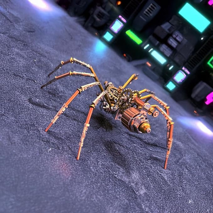 Steampunk Metal Insect Bug Mechanical Sculpture Insect Clockwork 3D Steampunk Metal Puzzle Kits for Adults (Mechanical Spider C)