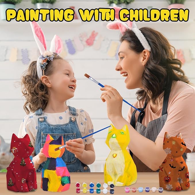 Paint Your Own Cat Lamp Kit,Toys for Ages 8-13 Art Supplies Arts and Crafts for Kids Ages 8-12,Halloween Decorations Christmas Night Light Art Kit,Birthday Gifts for Party Decorations
