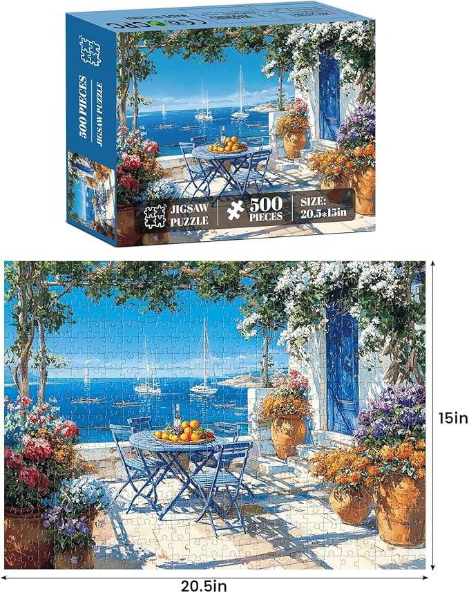500 Piece Puzzles for Adults,Jigsaw Puzzles 500 Pieces Beach Puzzles,Beautiful Yard Puzzle Flower Puzzle Games for Adults Senior Recycled Cardboard Family Activity Game Nights Gift Toy