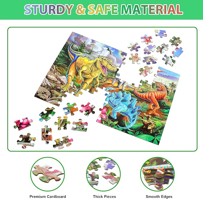 Puzzles for Kids Ages 4-8, 6-8, 8-10, Jigsaw Puzzles 100 Piece Big Dinosaur Floor Puzzle for Kids Children Educational Toys for Little Boys and Girls