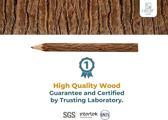 BSIRI Natural Twigs Wooden Pencils Handcrafted Suitable for Kids and Teachers For Woodland Bark Decorations Party Wood Gifts Twig Stick Pencils Vintage Favors Supplies for Classroom